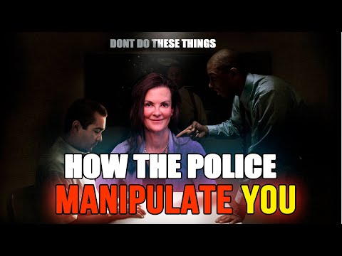 Three people in a dimly lit room with text "How the police manipulate you" in bold letters.