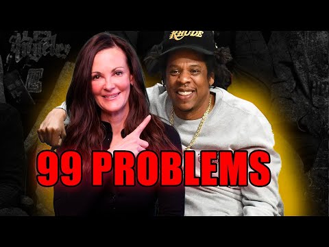 Two smiling individuals, a woman and a man in casual attire, with bold red text "99 PROBLEMS" overlayed.