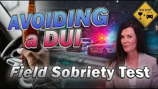 Thumbnail with text "Avoiding a DUI: Field Sobriety Test," showing a woman, police cars with flashing lights, and a person holding car keys.